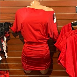 Red dress with tight roughed bottom